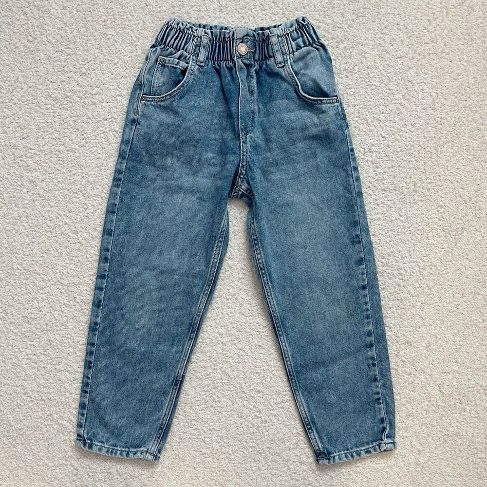 H&M Girls Jeans Size 5T Toddler High Waisted Acid Wash Elastic Waist 80’s 90’s
